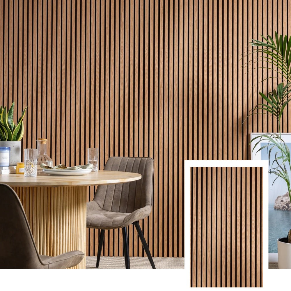 AcoustiLine™ Präzisions-Akustiklamellenplatte – Smoked Oak (2,7 m × 1,10 m)